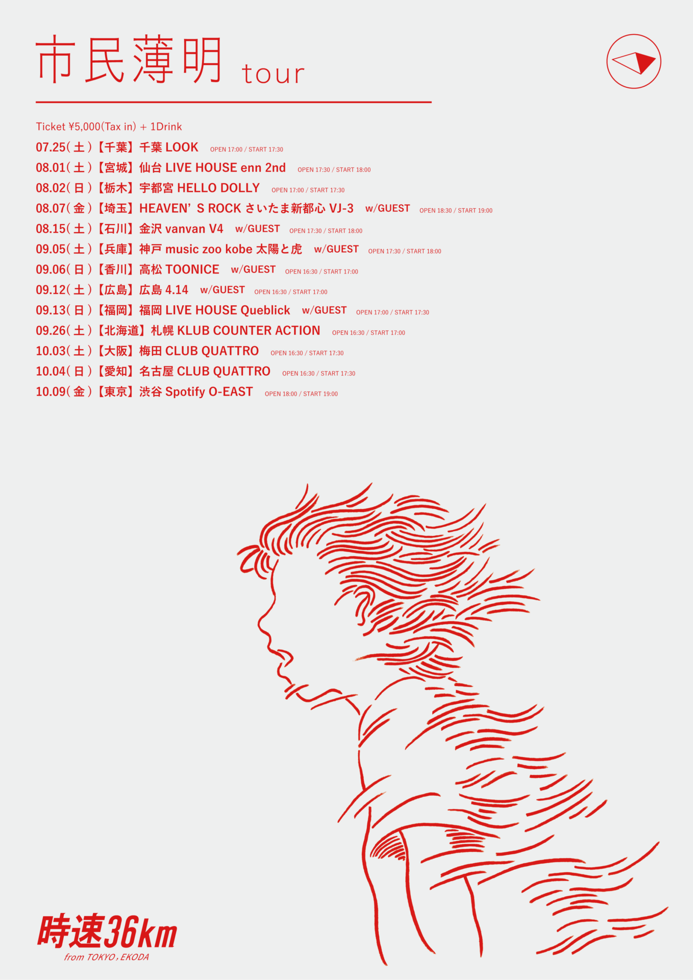 時速36km presents “市民薄明” Tour | Spotify O-EAST・O-WEST・O